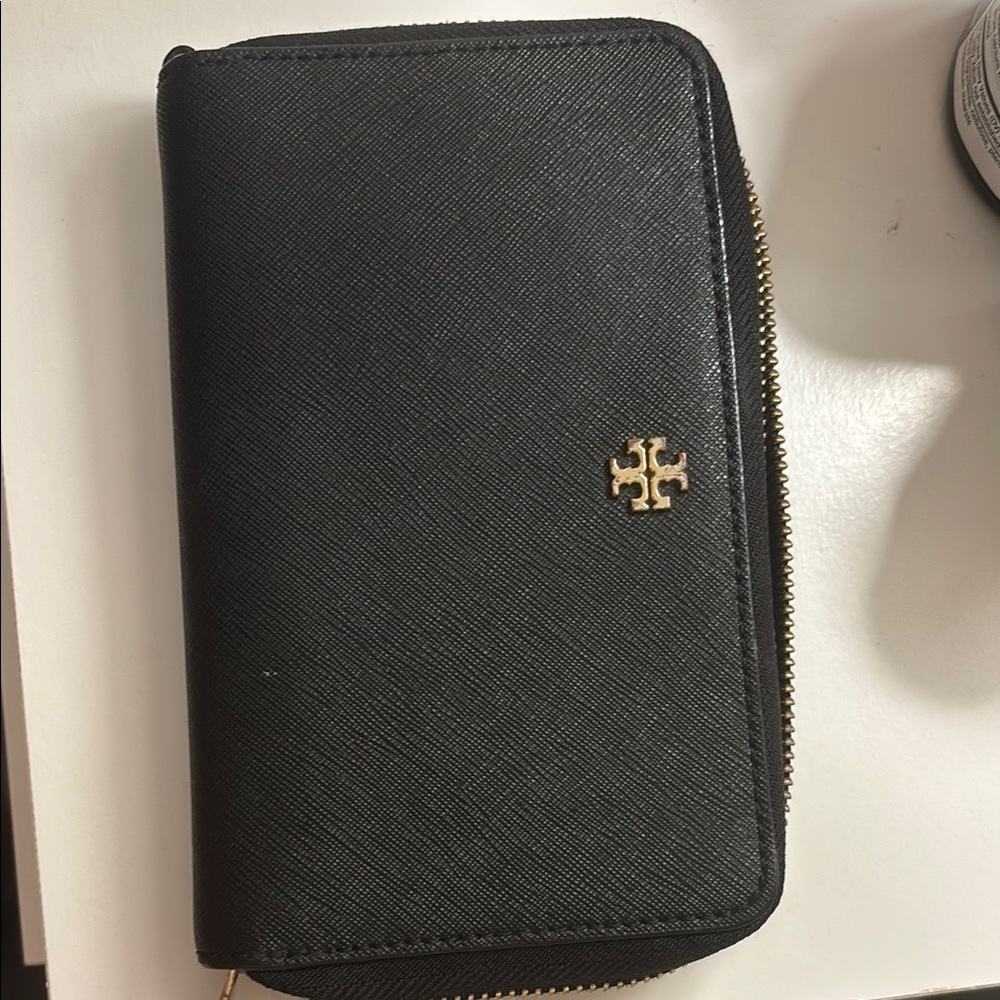 Tory Burch Black Wallet with Gold Logo